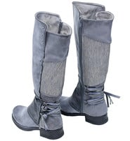 Lace Back Vintage Gray Zip boots #BL-MAXIGY