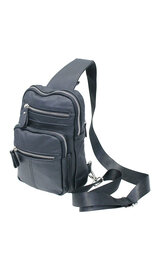 Black Leather Cross Body Sling Bag Pack #BP0040K