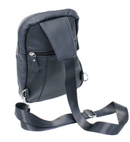 Black Leather Cross Body Sling Bag Pack #BP0040K