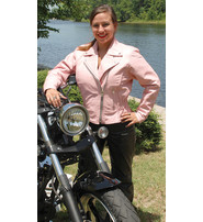 Jamin Leather® Pink Leather Jacket - Road Angel Motorcycle Jacket #L26522ZP