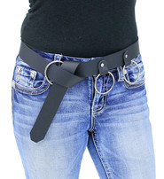 Large O-Ring Black Leather Wrap Belt #BT150SRRK