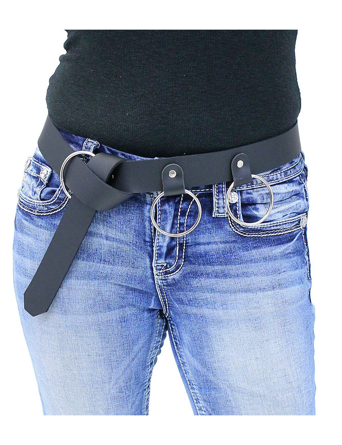 Large O-Ring Black Leather Wrap Belt #BT150SRRK