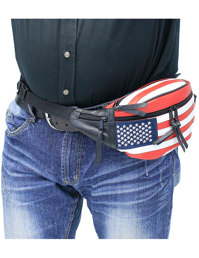 USA Flag Leather Hip Pack #FP7076FLAG