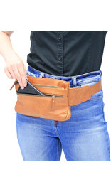 Thin Light Brown Hip Pack w/Leather Strap #FP3070N