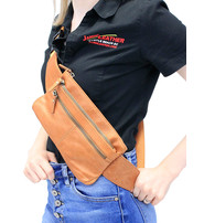 Thin Light Brown Hip Pack w/Leather Strap #FP3070N