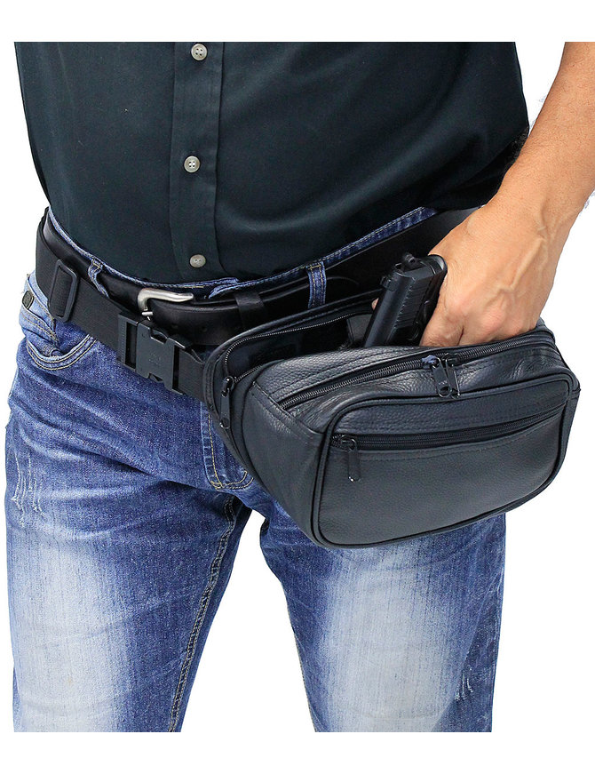 Leather Concealed Hip Pack w/Holster #FP70700GUN