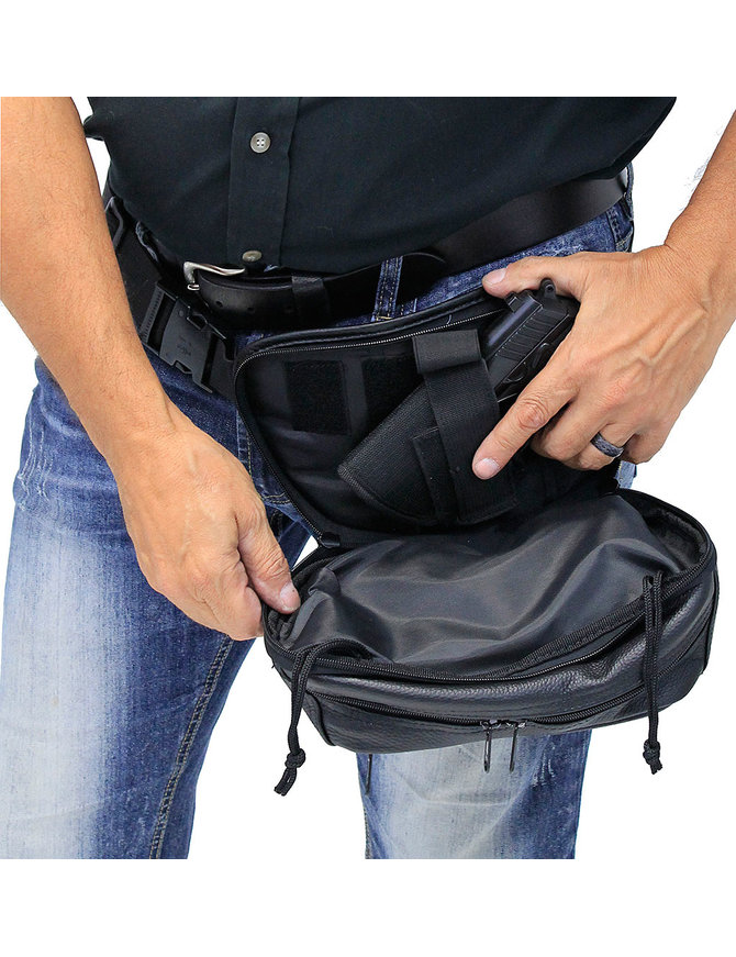 Leather Concealed Hip Pack w/Holster #FP70700GUN