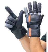 Orange Stripe Reflector Leather Gloves #G8413ROK