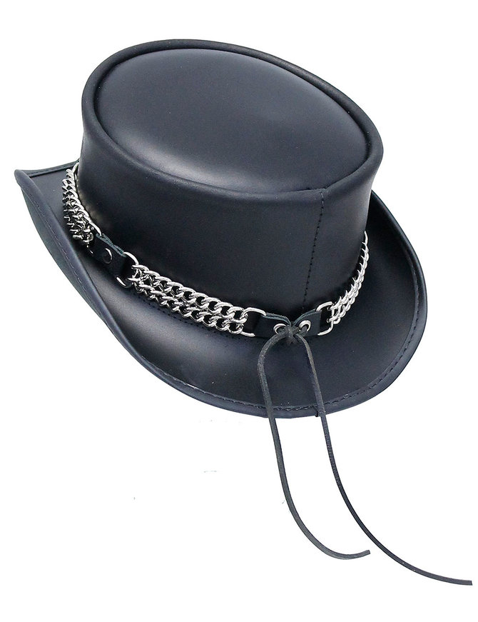 Leather Tophat with Curb Chain Hatband #H56506VCK