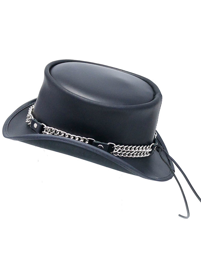 Leather Tophat with Curb Chain Hatband #H56506VCK