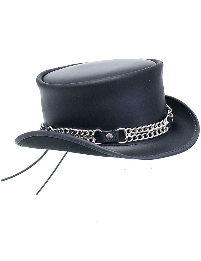 Leather Tophat with Curb Chain Hatband #H56506VCK