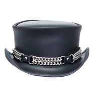 Leather Tophat with Curb Chain Hatband #H56506VCK