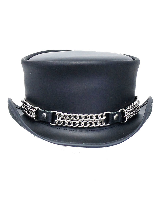 Leather Tophat with Curb Chain Hatband #H56506VCK