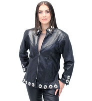 Women's Leather Western Concho Shirt #LS854CONZK