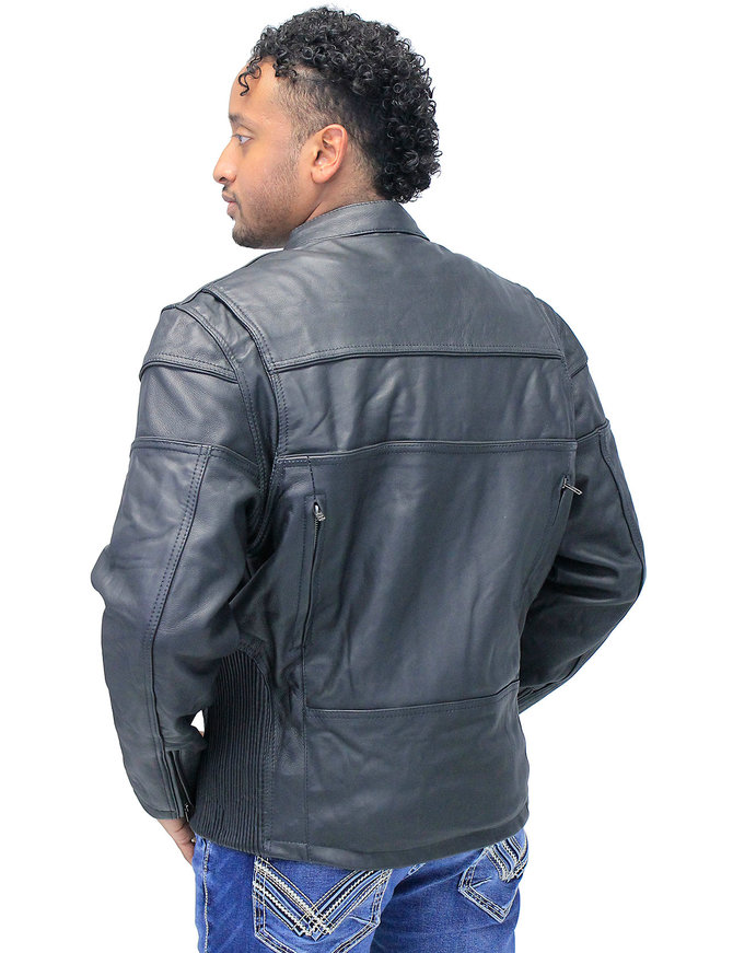 Unik Vented Leather Jacket - Reflectors & Concealment #M0316GRVZK