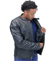 Unik Vented Leather Jacket - Reflectors & Concealment #M0316GRVZK