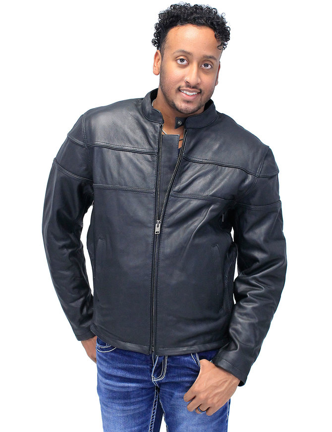 Unik Vented Leather Jacket - Reflectors & Concealment #M0316GRVZK