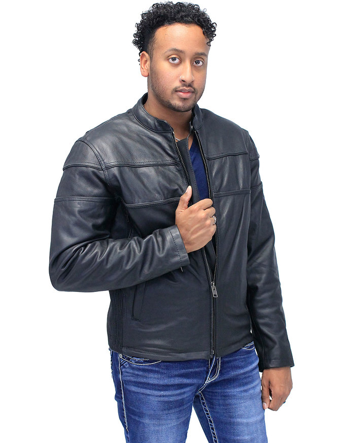 Unik Vented Leather Jacket - Reflectors & Concealment #M0316GRVZK