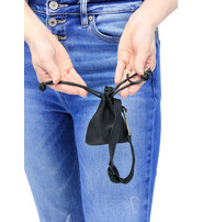 3x4 Leather Drawstring Bag Pouch w/Wrist Strap #P2208WSK