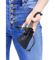 3x4 Leather Drawstring Bag Pouch w/Wrist Strap #P2208WSK