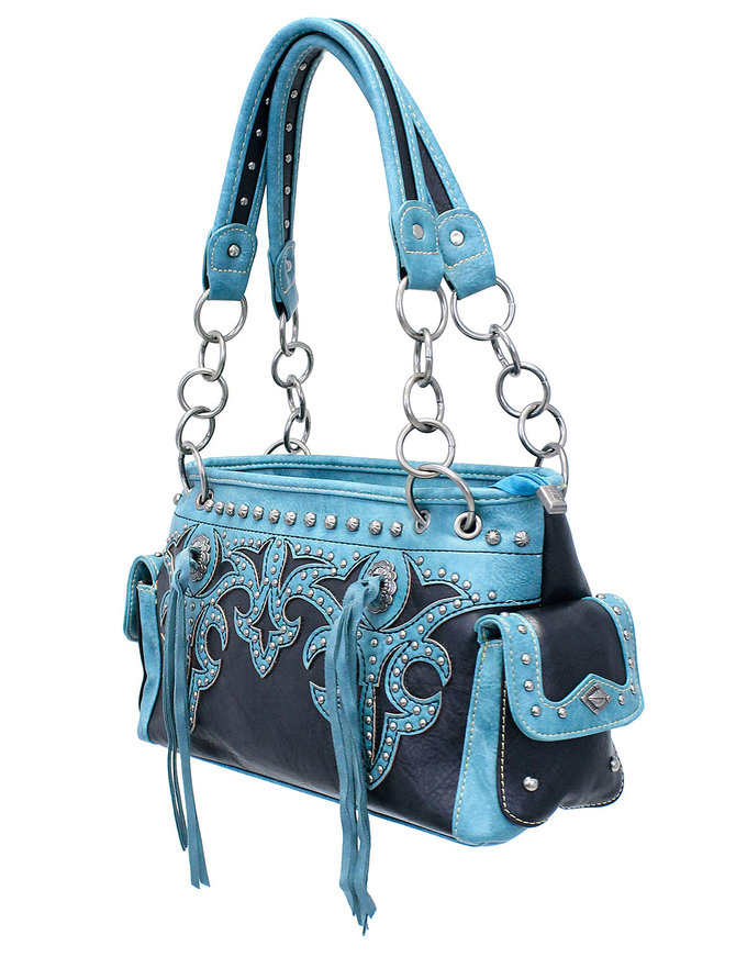 Turquoise Stud and Tassel O-Ring Purse #PC8085GT