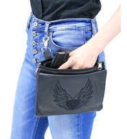 Embroidered Winged Heart Large Clip Pouch #PKK57530WK