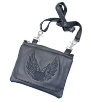 Embroidered Winged Heart Large Clip Pouch #PKK57530WK