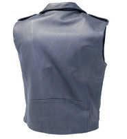 Classic Black Leather Motorcycle Vest w/Concealed #VM926GK