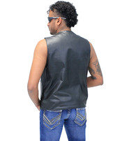Men's Leather 10 Pocket Vest w/Concealed #VM2632TENK