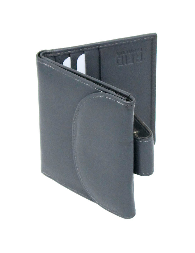 Super Thin Gray Leather RFID Wallet #WL10RFIDGY