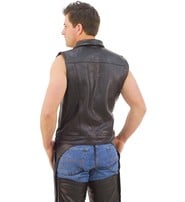 Jamin Leather® Jean Style Leather Club Vest w/Collar & Buffalo Nickel Snaps #VM1331K