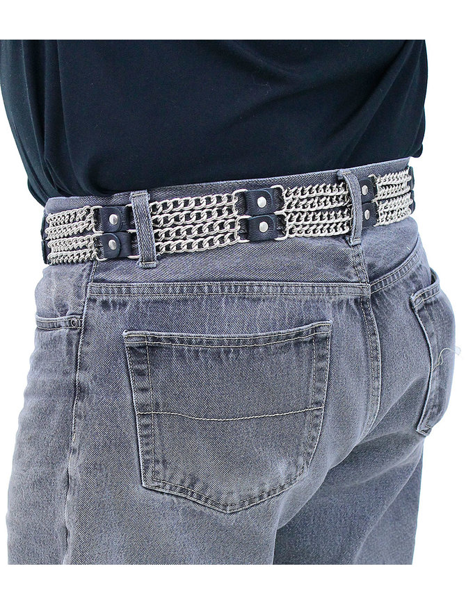 Wide Double Curb Chain & Leather Belt #BT076XVCK