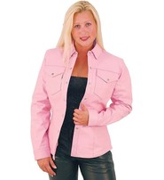 Women's Pink Leather Shirt #LS86222P