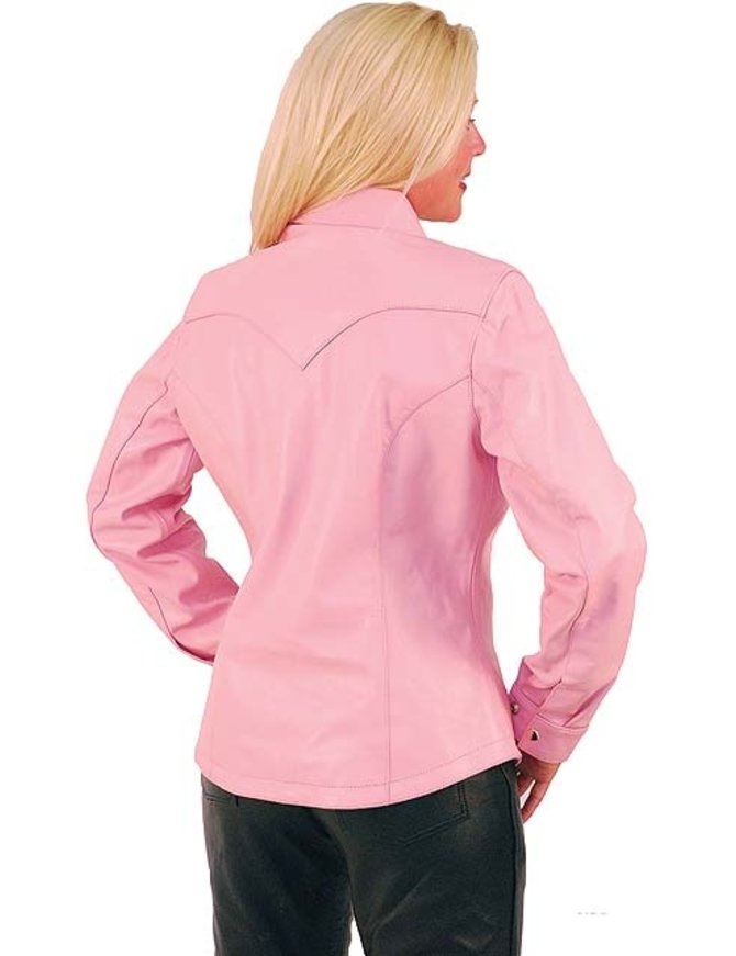 Women's Pink Leather Shirt #LS86222P