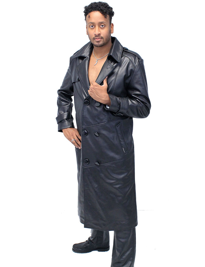 Jamin Leather® Jamin Leather Trench in Premium Black Cow #M2202K