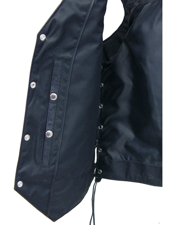 Milwaukee Premium Buffalo Nickel Snap Leather Vest w/Concealed Pockets #VM3701NGLK