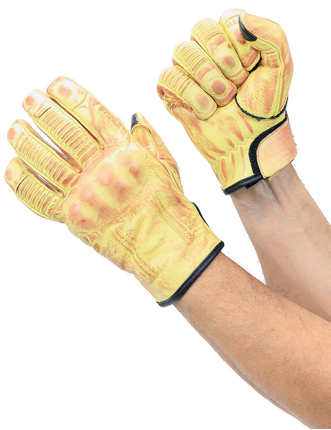 Bright Vintage Yellow Motorcycle Gloves #G8177KNY