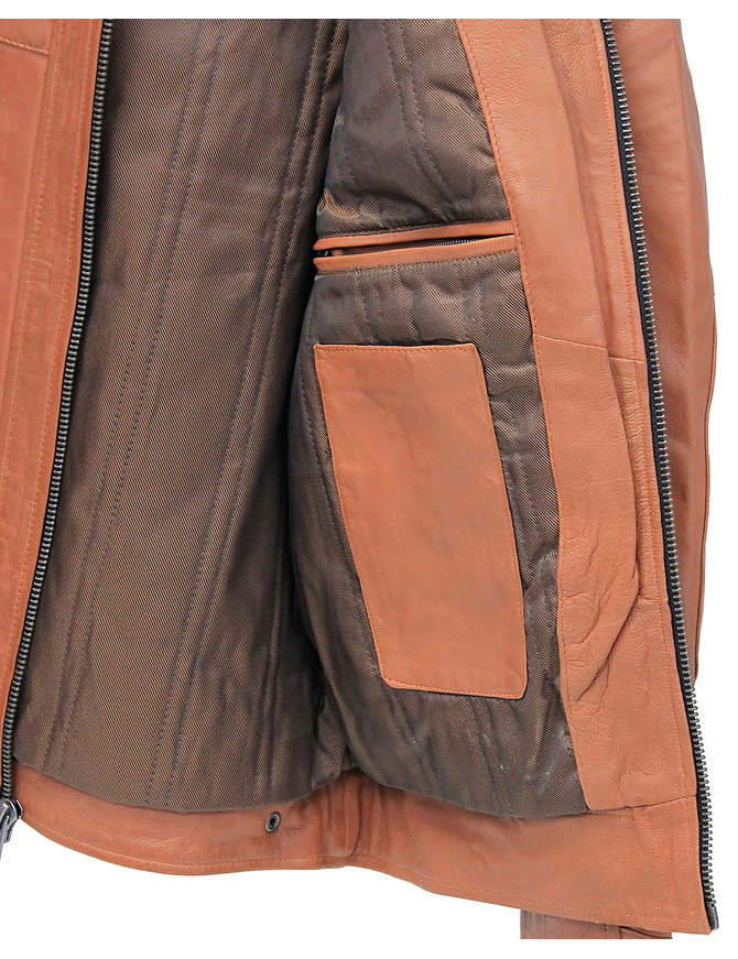 Men's Cognac Lambskin Leather Jacket with Quilting #MA5502QT