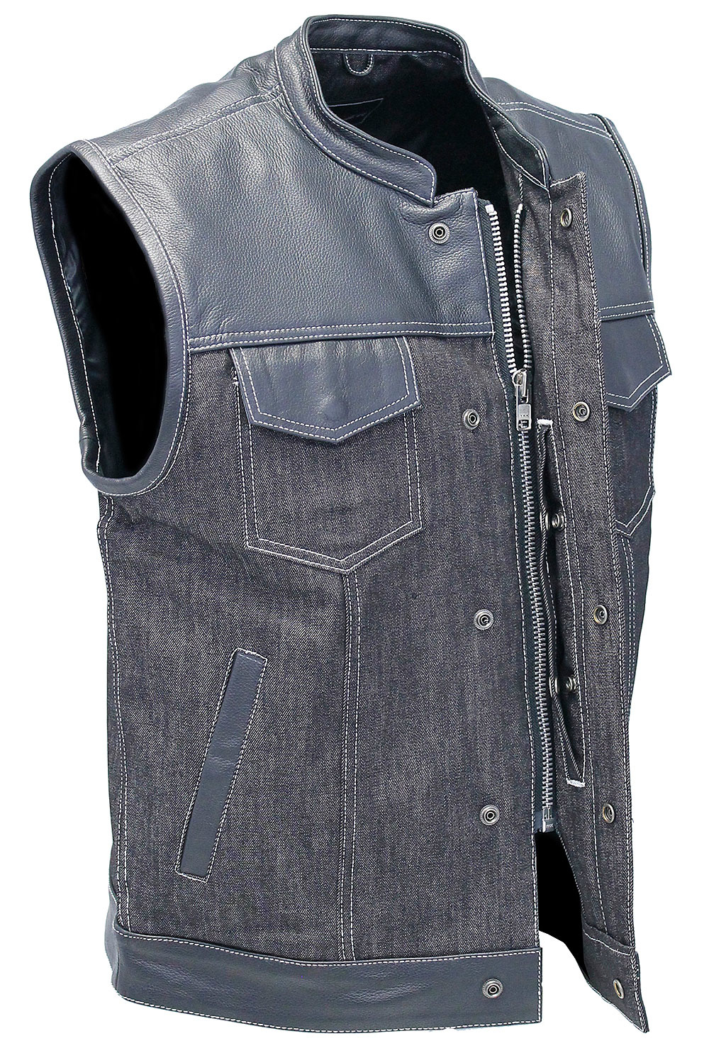 Womens Conceal Carry Black Denim Vest W Side Laces WLSDV5 – Leather Supreme