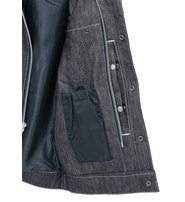 Men's Leather and Denim Gray Stitch Club Vest w/Concealed #VMC912GWK