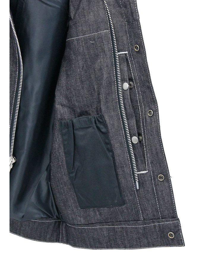 Men's Leather and Denim Gray Stitch Club Vest w/Concealed #VMC912GWK