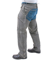 Jamin Leather® Cobblestone Gray Leather Motorcycle Chaps w/Pockets #C706GY