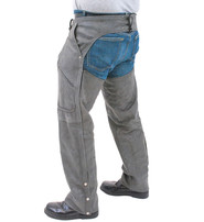 Jamin Leather Cobblestone Gray Leather Motorcycle Chaps w/Pockets #C706GY