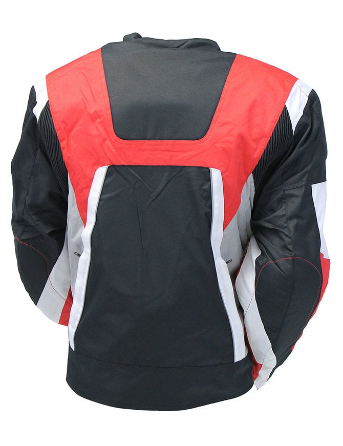 Red/White/Black Heavy Nylon Jacket w/Armor #MC342601R - Jamin Leather®