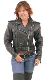 Jamin Leather® Ladies Cropped Leather Motorcycle Jacket #L200