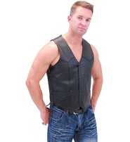 Men's Concealed Pocket Buffalo Leather Vest w/Side Lacing #VM803LK