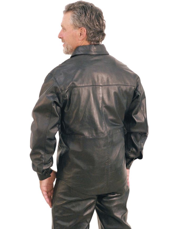Jamin Leather® Men's Lambskin Leather Shirt - Button Down Leather Dress Shirt #MS2161