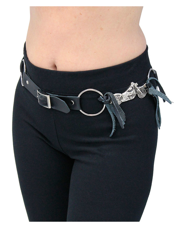 Jamin Leather® Motorcycle Ring Belt with Adjustable Leather #BT2208RBIK