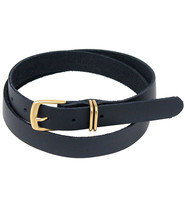 Black Narrow 1" Wide Leather Belt in Premium Soft Cowhide #BT15000K