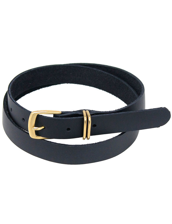 Black Narrow 1" Wide Leather Belt in Premium Soft Cowhide #BT15000K